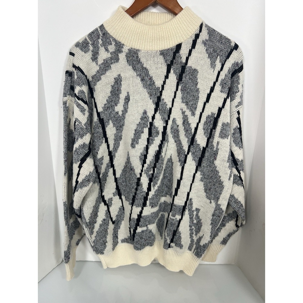 Le Tigre Sweater Vintage Acrylic Designs Knit Long Sleeve Men XLarge Made in USA